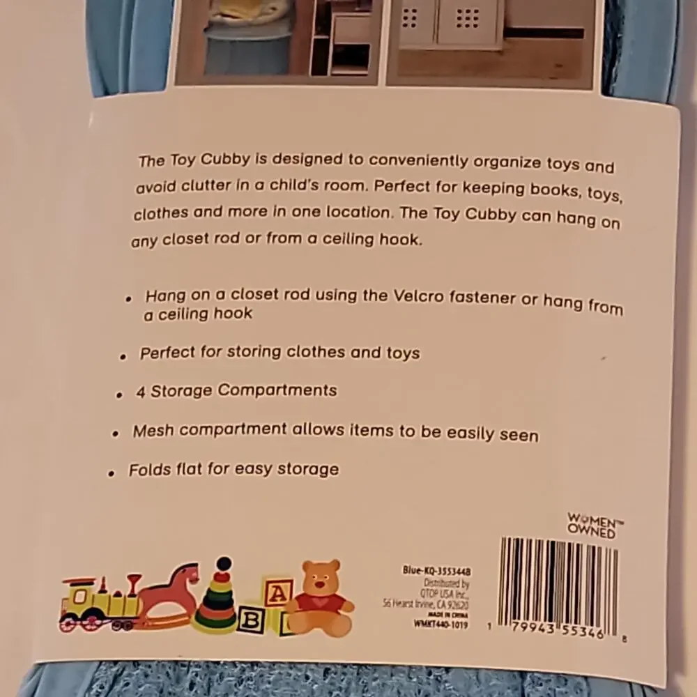 Toy Cubby 4 Compartment Mesh Toy Storage Clothing Storage Blue 11.2 x 45